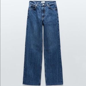 Zara Hi Rise Wide Leg Full Length Jeans